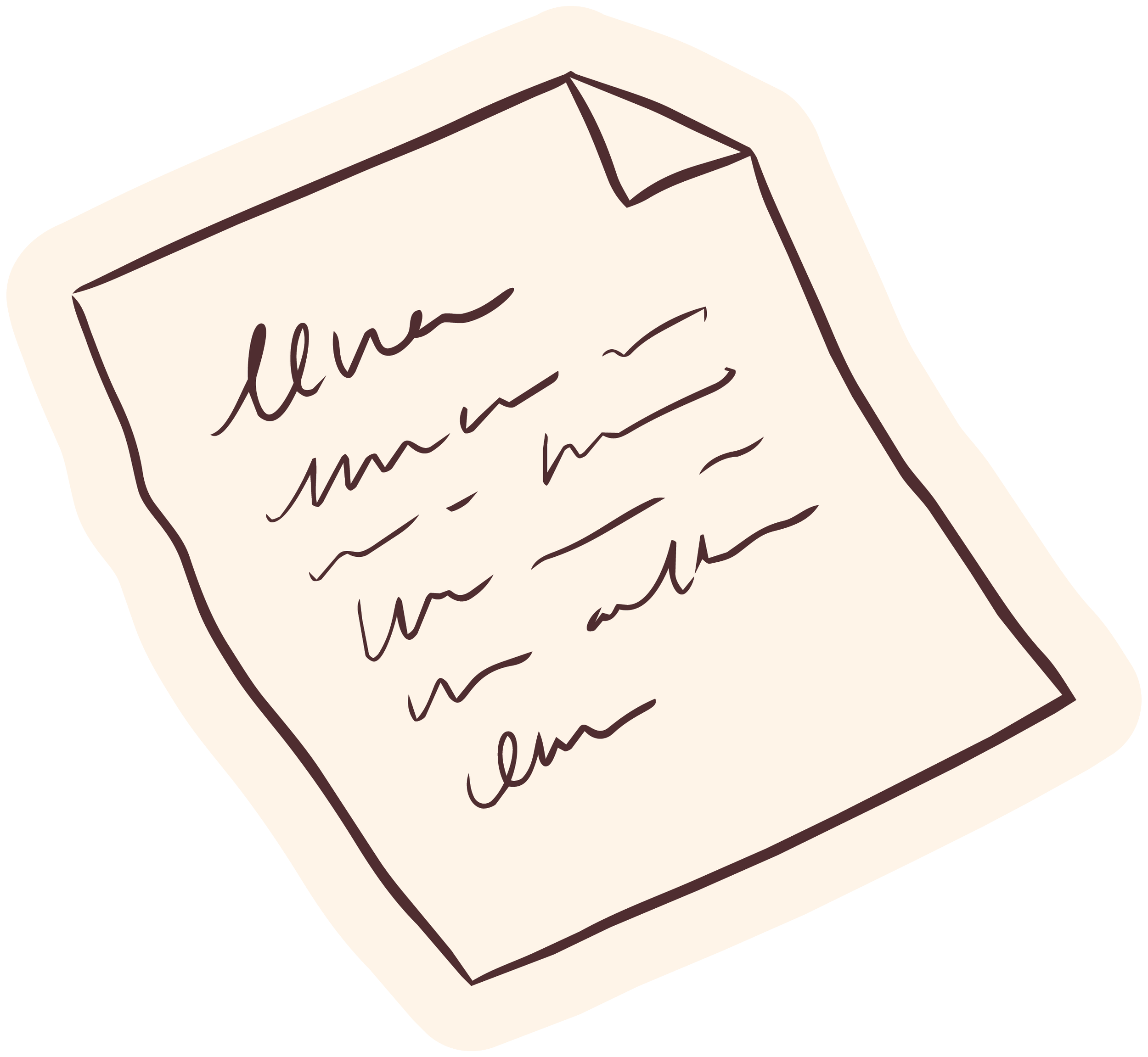 A handwritten note on a piece of paper with cursive writing.