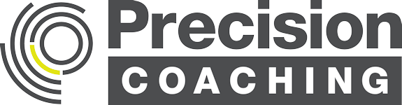 Precision Coaching logo with circular target design and bold text
