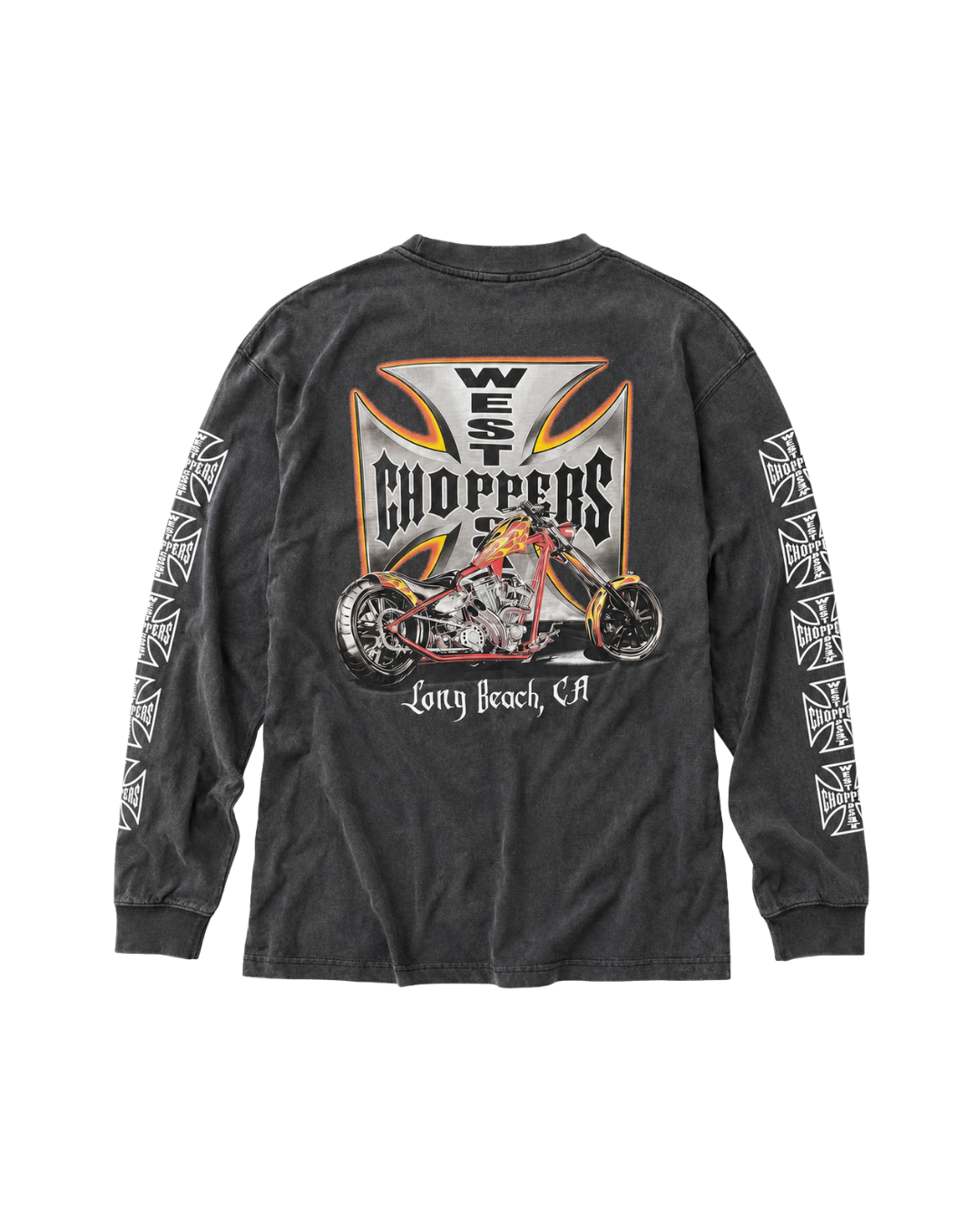 Stüssy x West Coast Choppers Long Sleeve Tee — Washed Black