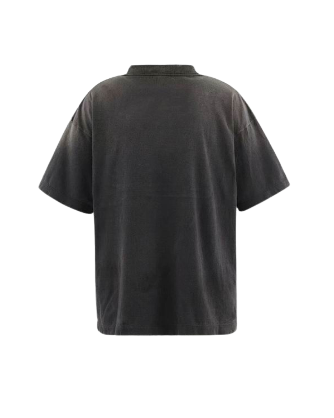 Back view of the washed charcoal Saint Alpha Nucleus graphic tee