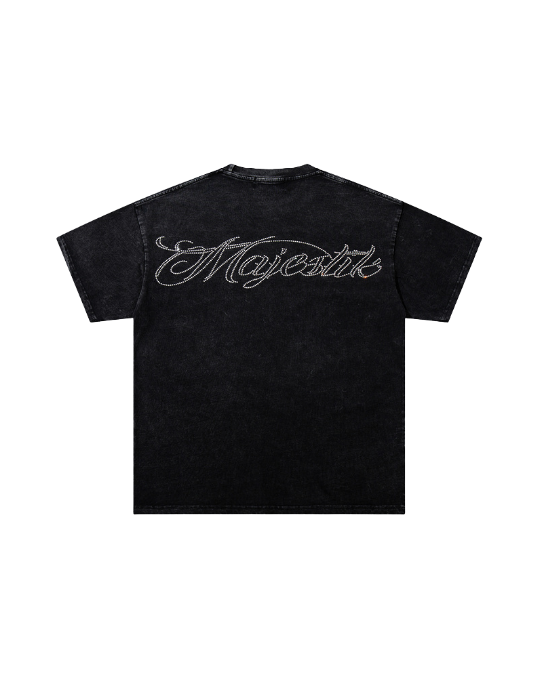 Back view of the washed black Majestik Skeleton Racer Trophy tee