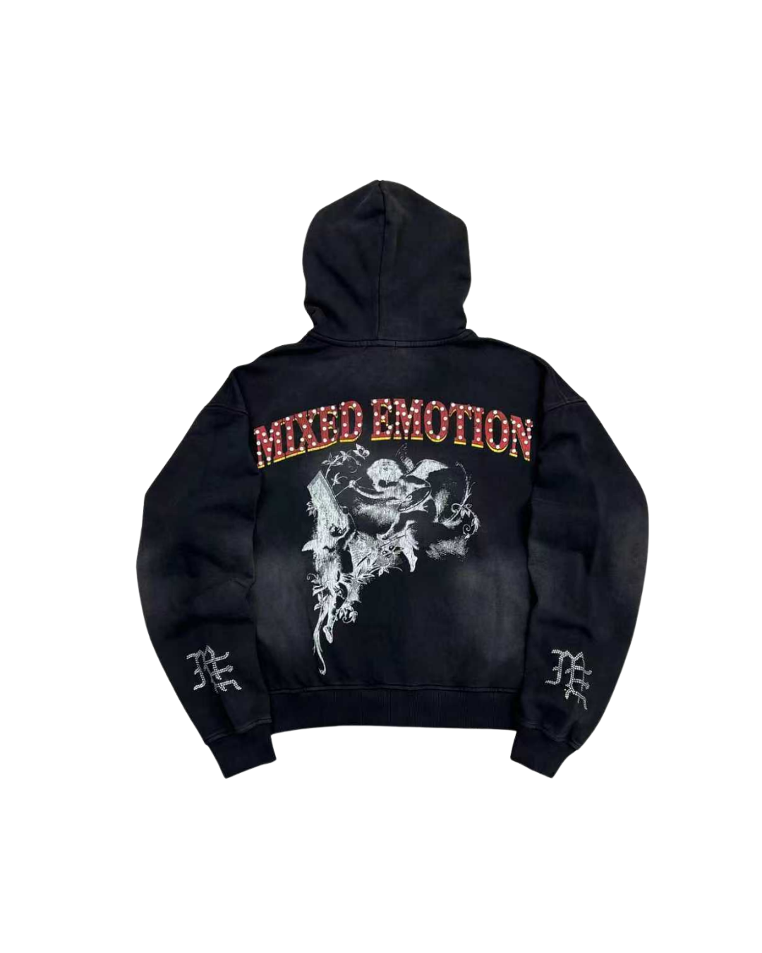 Mixed Emotions Angeles Zip-Up Hoodie Black – Graphic Streetwear Hoodie Back View