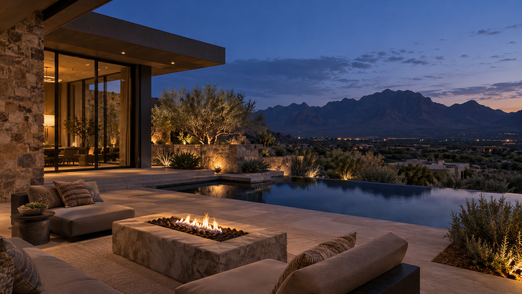 Paradise valley patio at sunset camelback mountain
