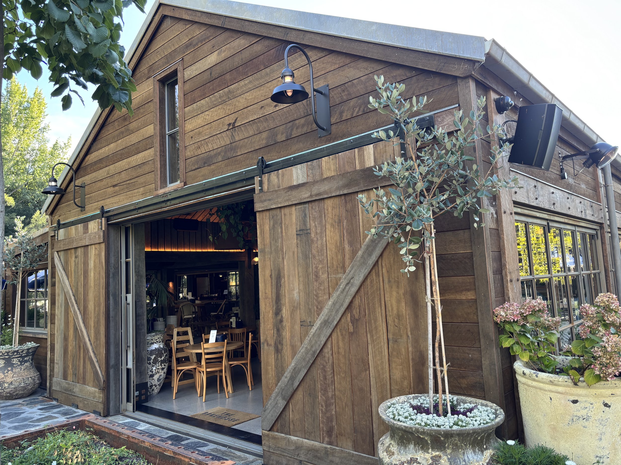 Hardwood timber cladding on an exterior building