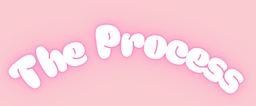 Pink background with white stylized text that reads "The Process".