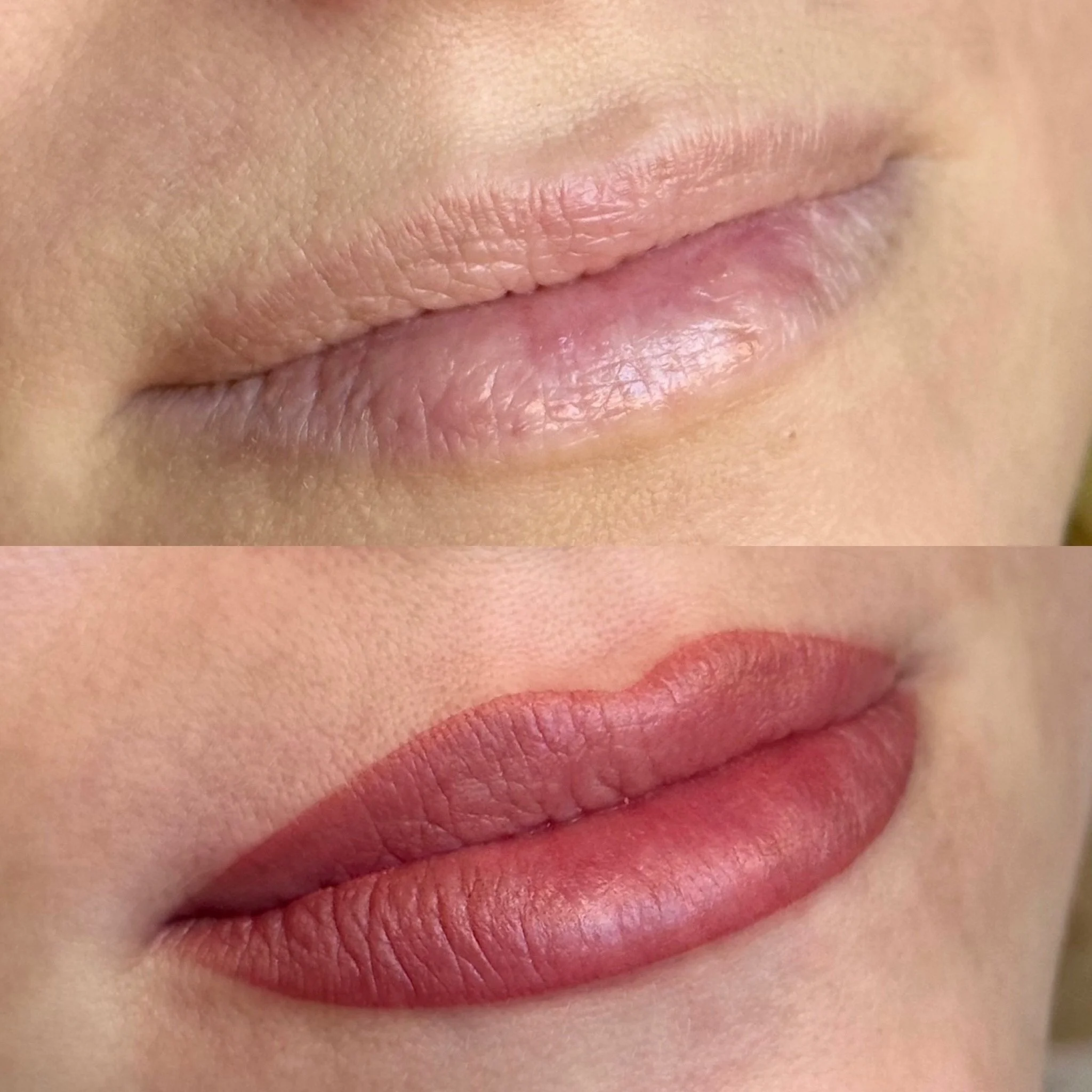 Close-up of a person's lips with a natural pink color.