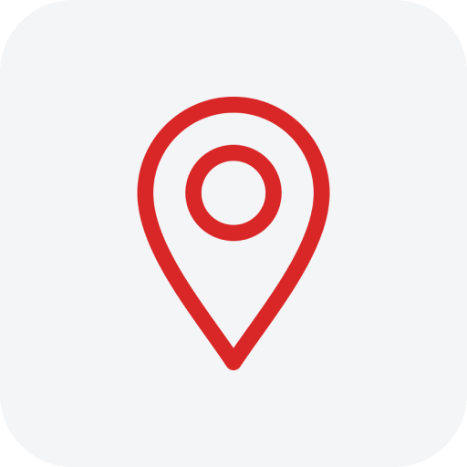 Red location pin on a white background.
