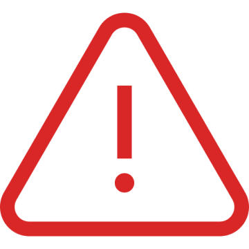 Red warning triangle with an exclamation mark inside.
