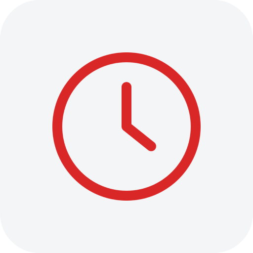 Red clock icon showing the time as 3:00.