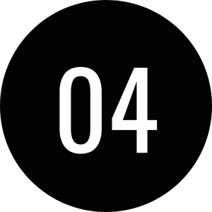 Black circular icon with white number four in the center.