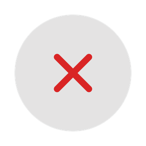 Red X symbol inside a gray circle on a black background.