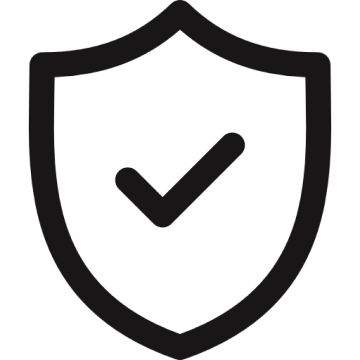 Outline of a shield with a check mark inside