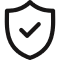 A shield icon with a checkmark inside.