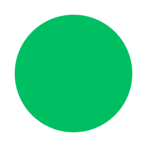 A solid green circle on a white background.