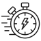 A stopwatch with a black face and white markings.