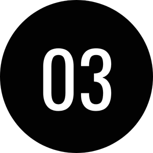 A black circular background with the number "03" in white text centered in the image.