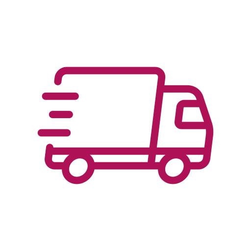 Icon of a delivery truck with speed lines indicating fast shipping.