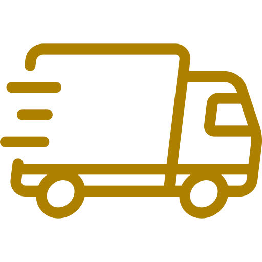 Icon of a delivery truck with motion lines indicating speed