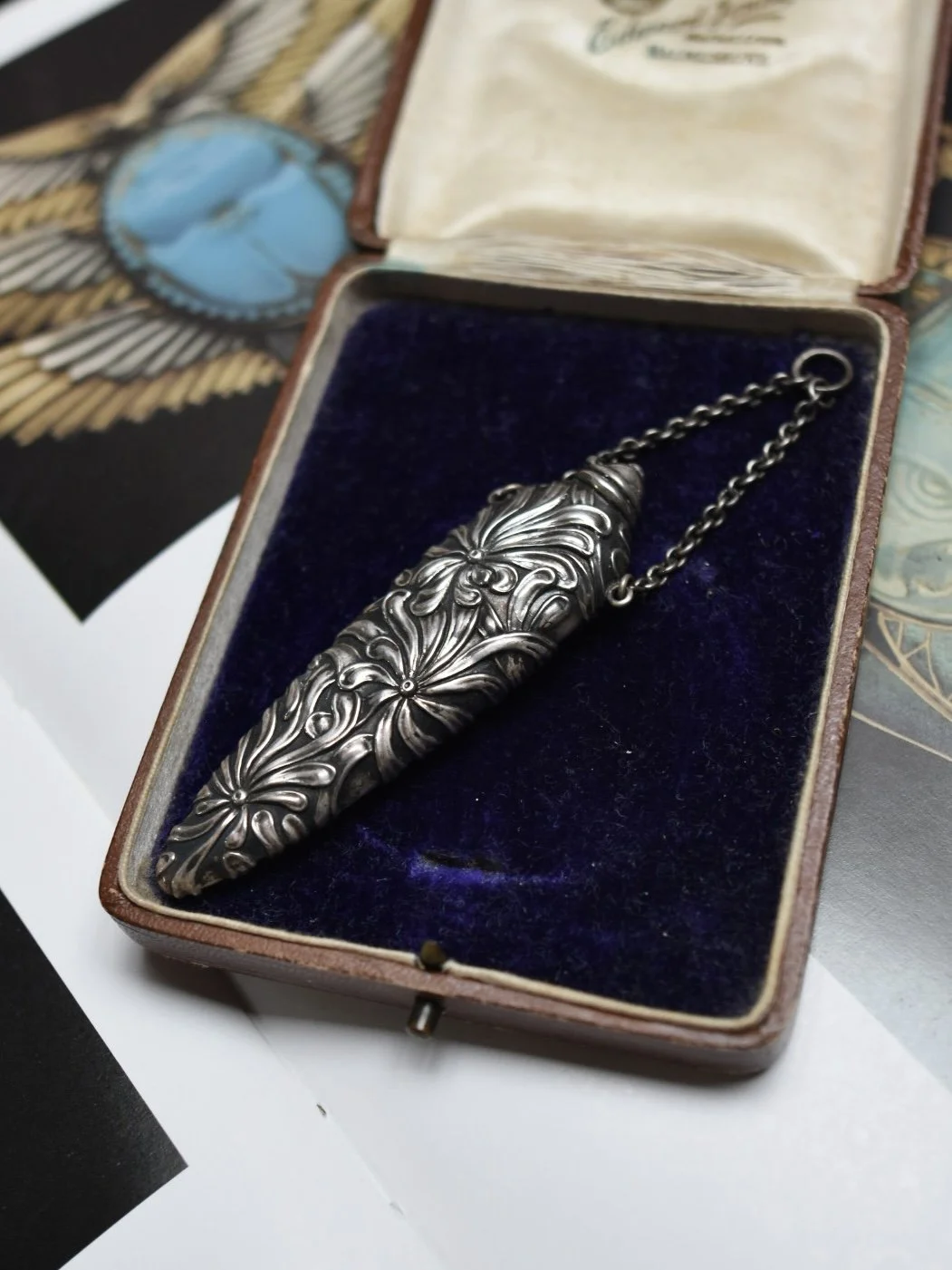 Antique Victorian sterling silver floral repoussé perfume bottle