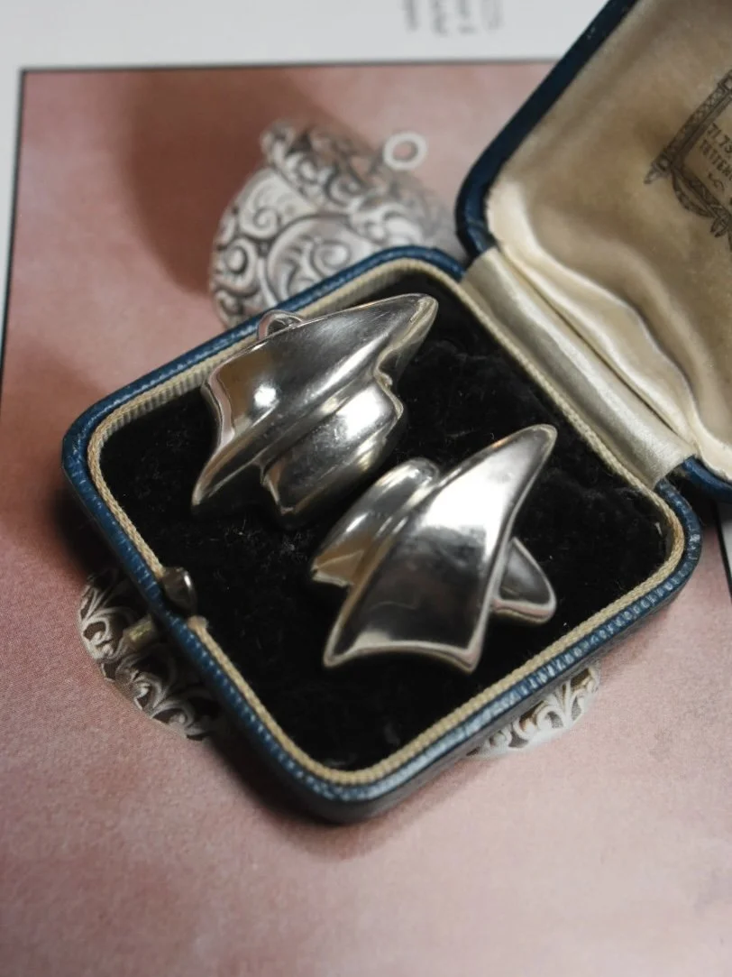 Denmark modernist Inger Kleckner sterling silver post earrings