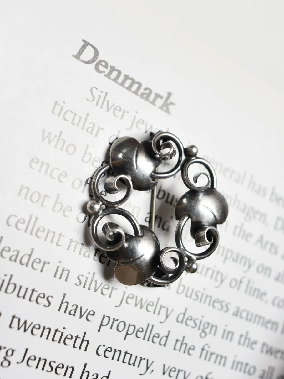 John L Lauritzen 1930s Denmark Art Nouveau sterling silver brooch