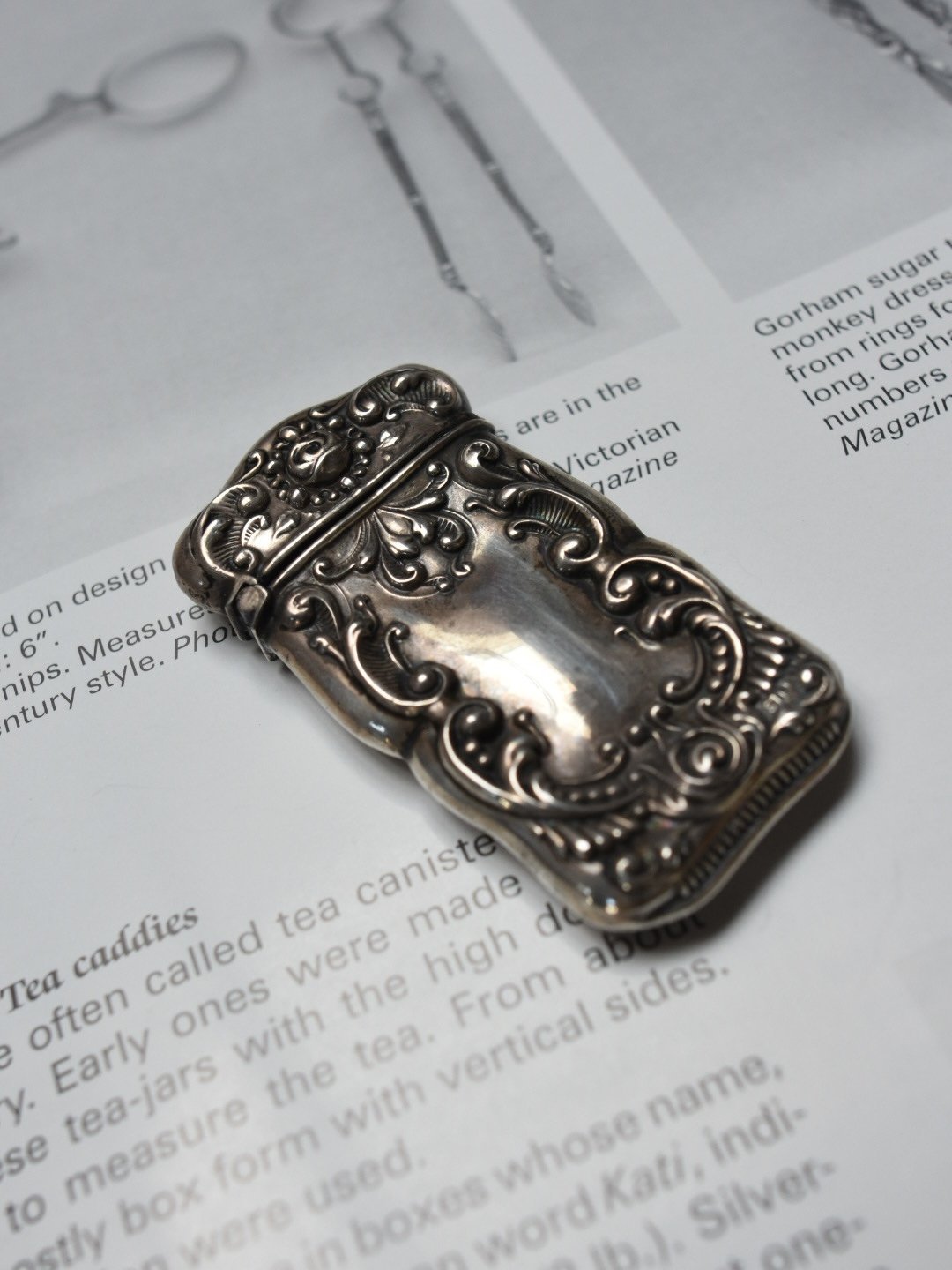 Antique Art Nouveau era sterling silver repoussé rose match safe