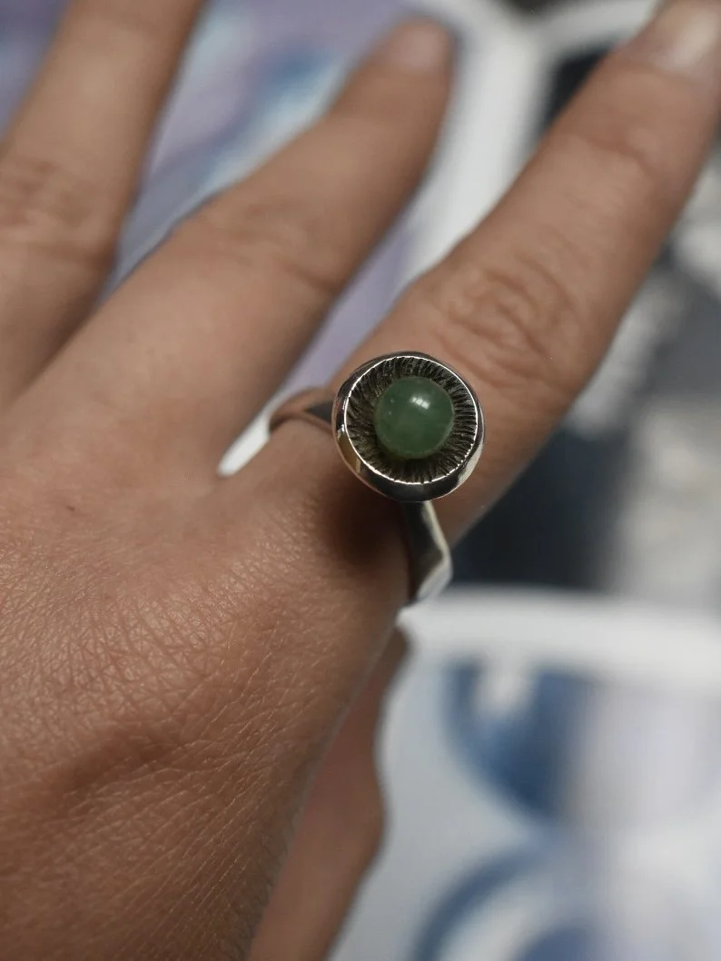 M. P. Christoffersen Denmark sterling silver chrysoprase modernist ring
