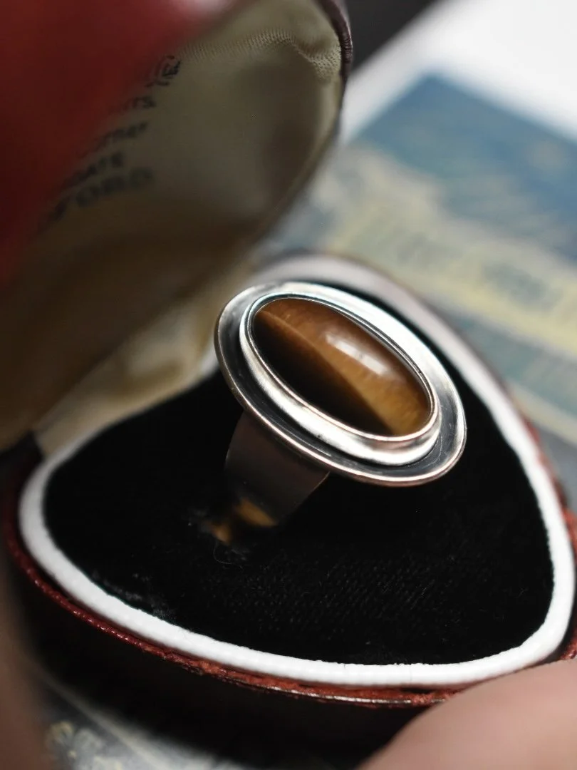 Niels Erik From tiger's eye sterling silver Denmark ring