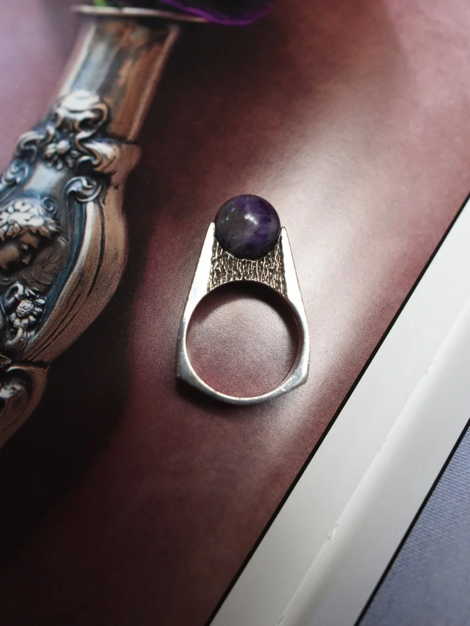 M. P. Christoffersen Denmark sterling silver amethyst modernist ring