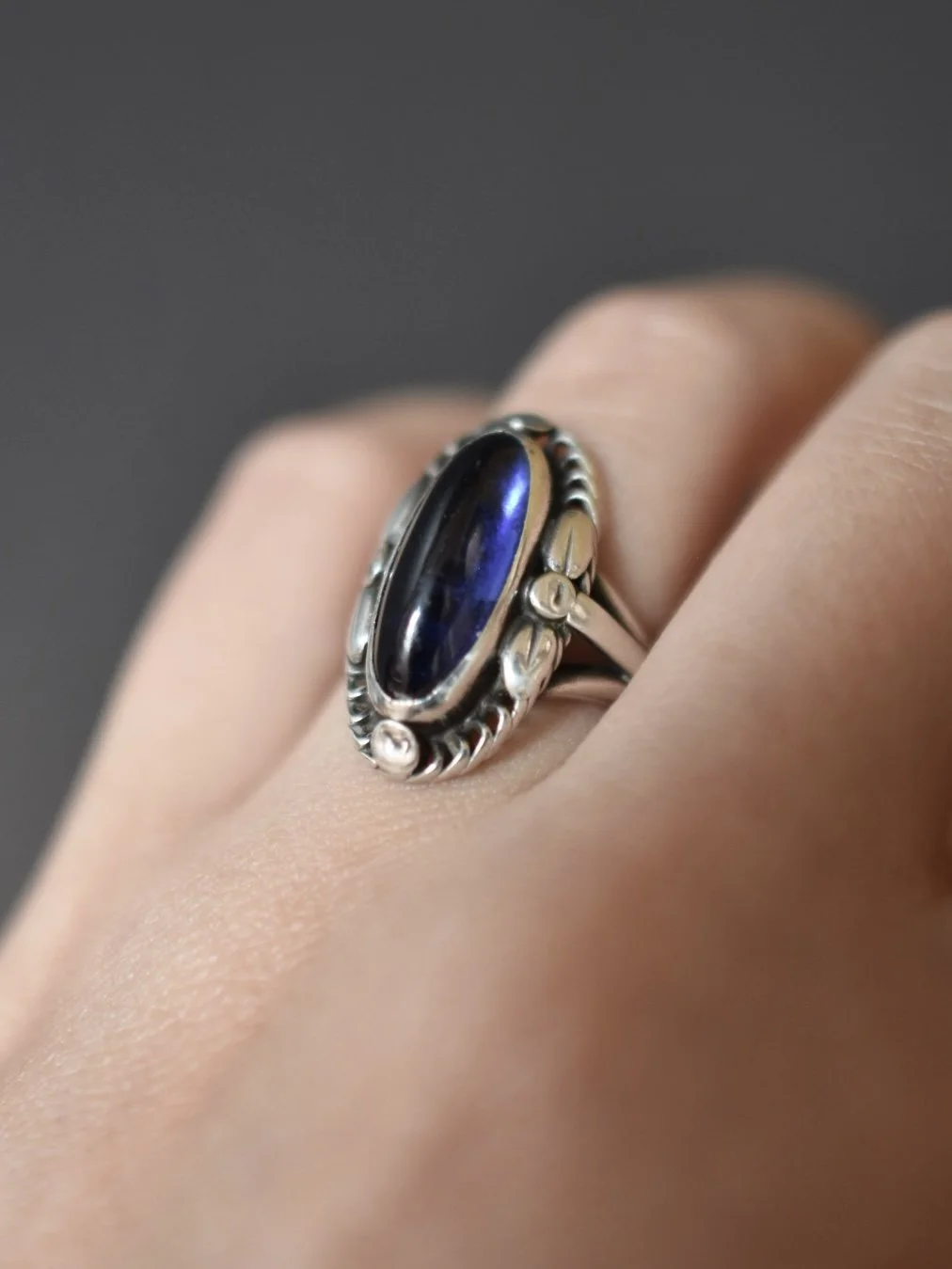 Georg Jensen sterling silver synthetic sapphire No.1B ring