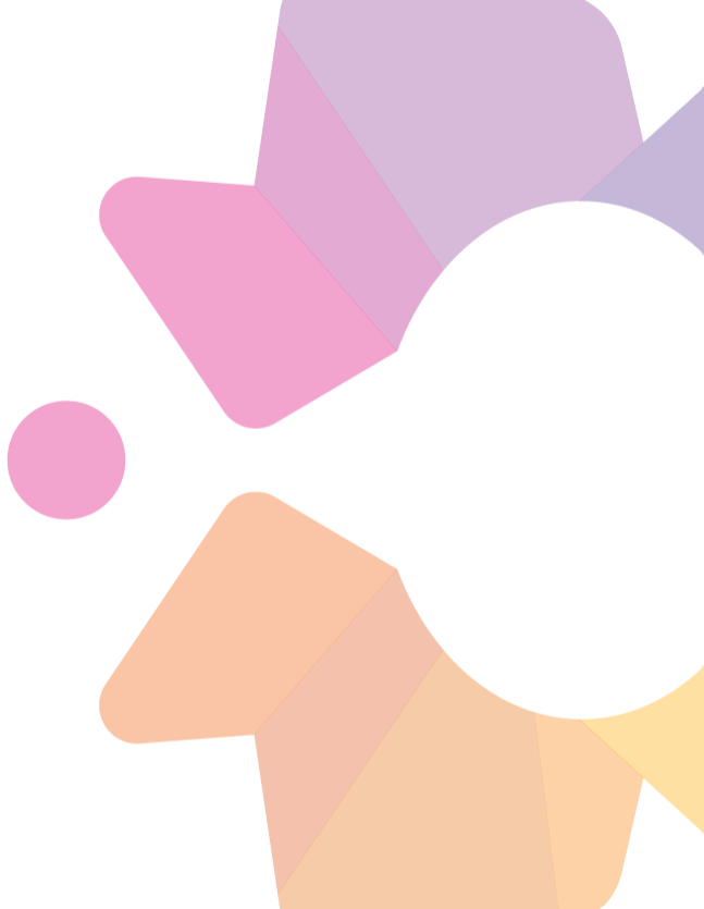 Abstract geometric shapes in pastel colors, including pink, purple, peach, and yellow, arranged in a modern pattern.