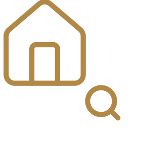 Icon of a house with a magnifying glass.