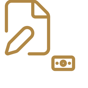 Icon of a piece of paper with a pencil and a small rectangular shape with two dots, representing a document editing or writing tool.