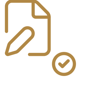 Icon of a document with a pencil and a checkmark