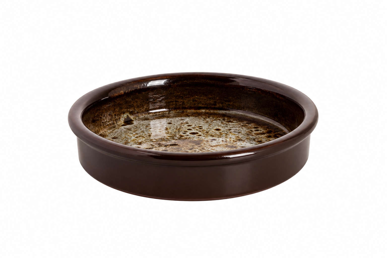 Ovenschaal rond 14 cm – Bruin/Wit