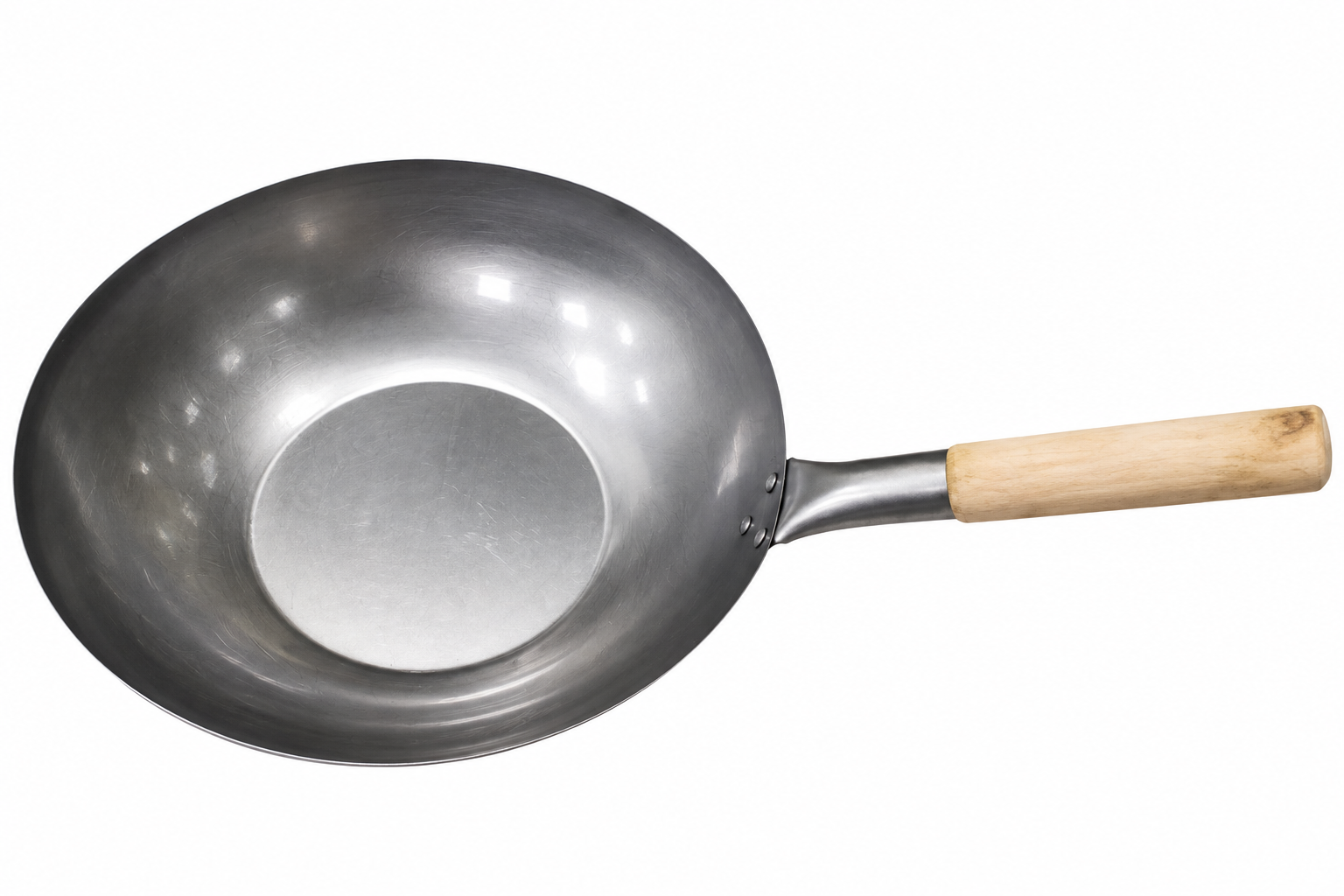 Wokpan 30 cm met Houten Handvat