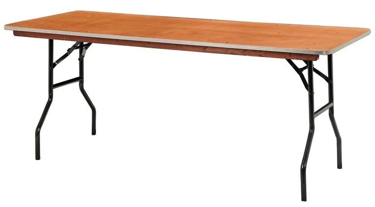 Buffet tafel hout met aluminium rand 183 × 76 cm