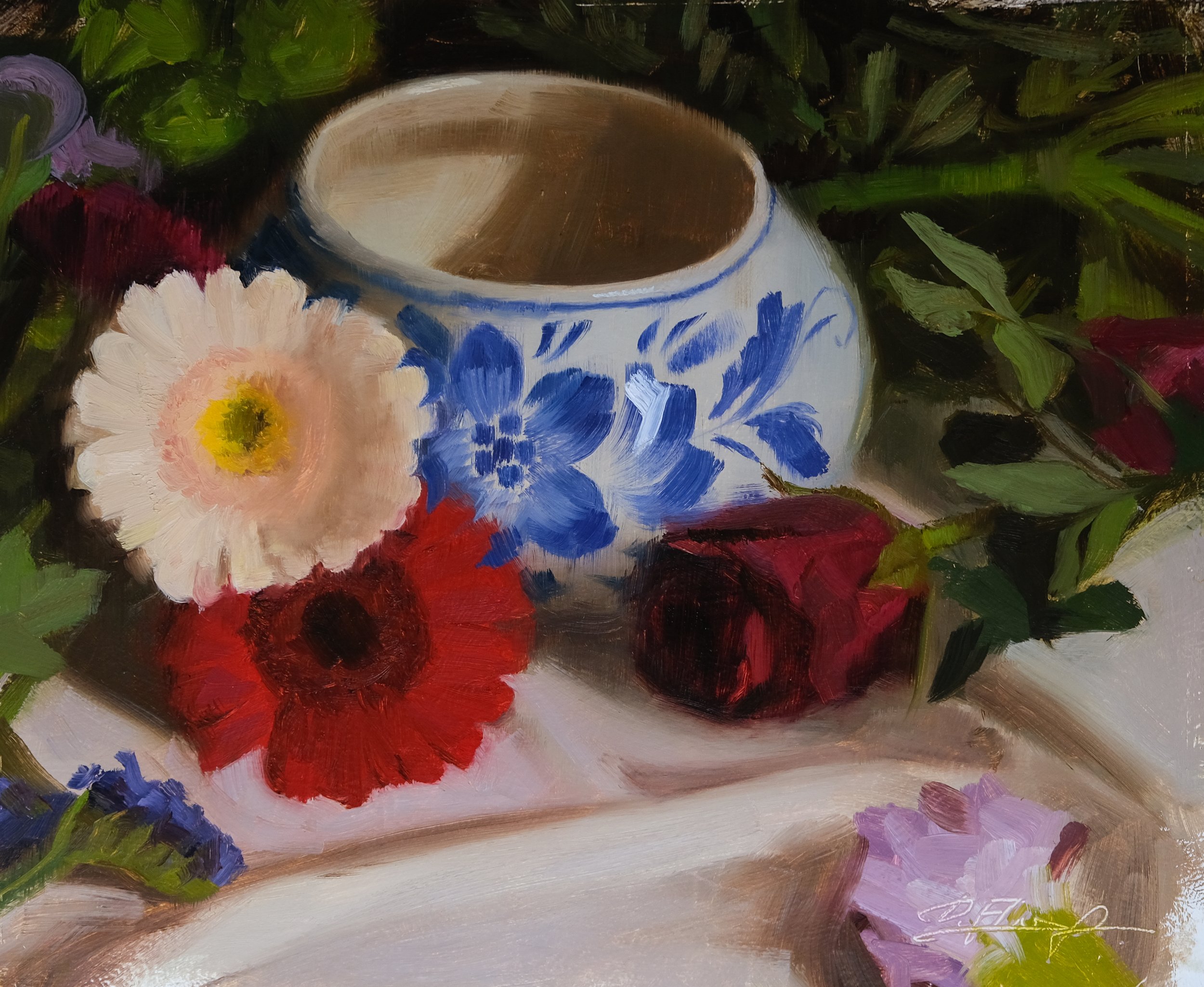 Gerberas with Delft blue Pot.jpeg
