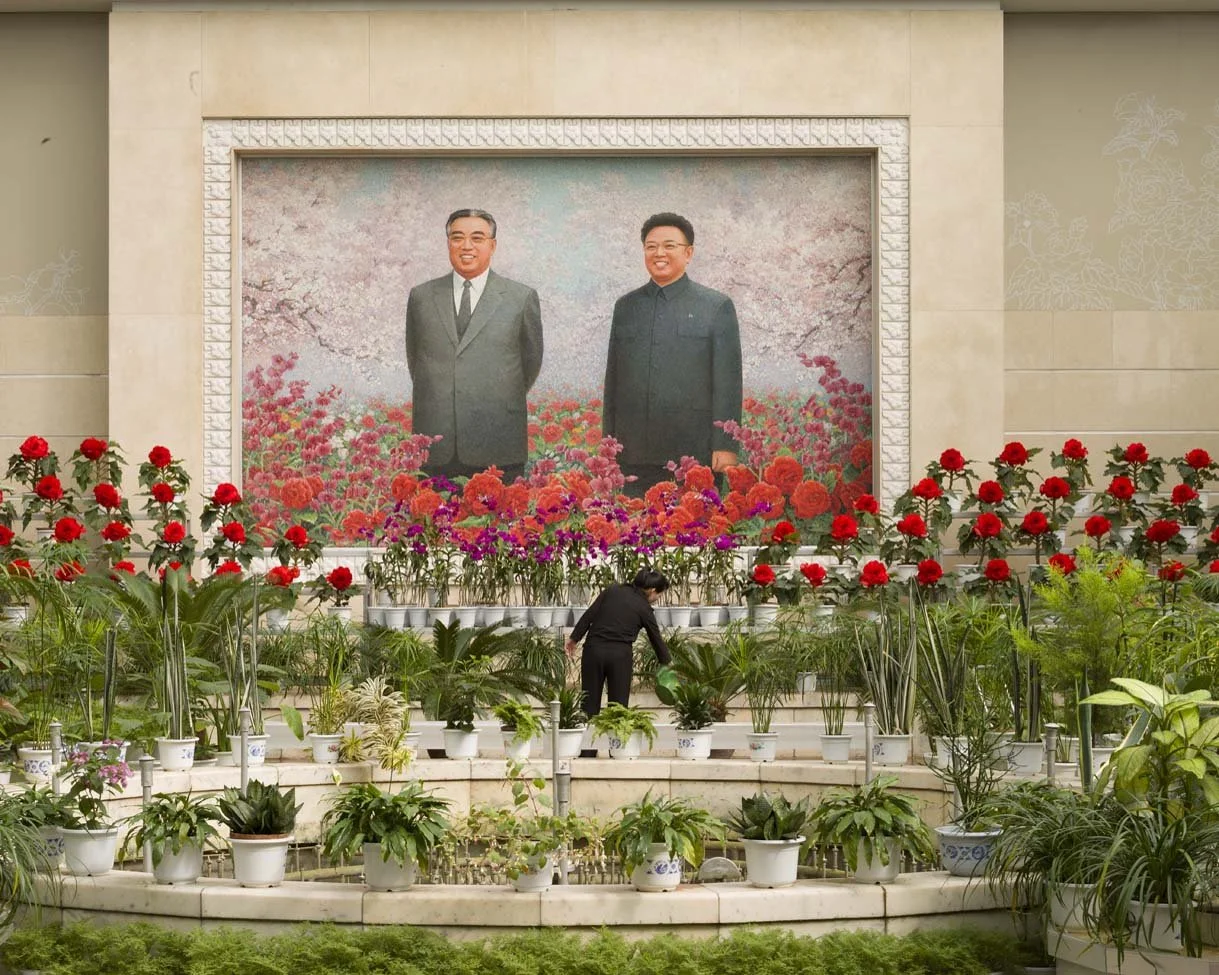 Pjöngjang, Nordkorea, Bildnis von Mausoleum von Kim Il-sung und Kim Jong-il.