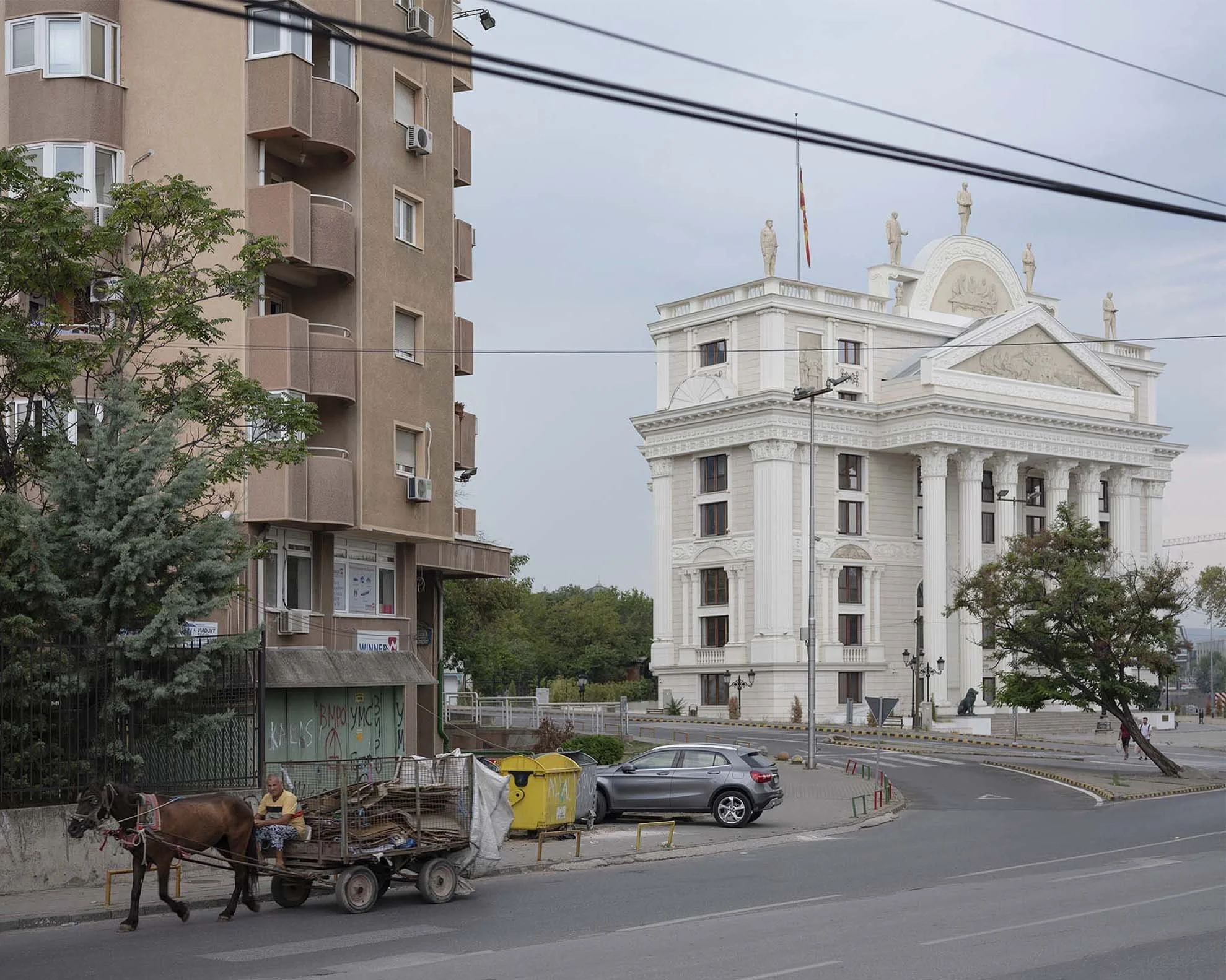 Documentary photography by Roman Bezjak from the Skopje series: The post-1963 modernist reconstruction reshaped by the neoclassical Skopje 2014 project.