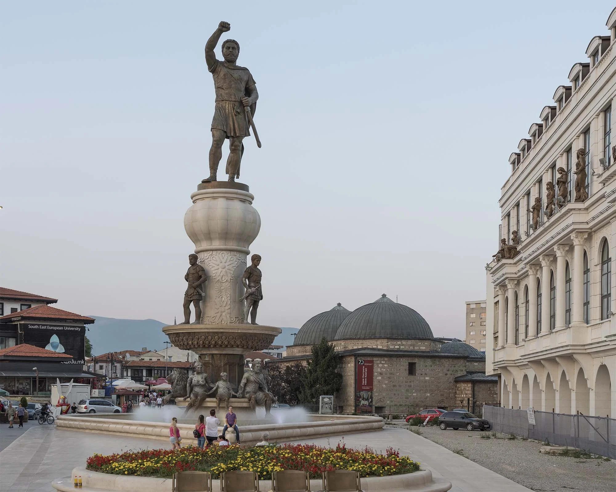 Documentary photography by Roman Bezjak from the Skopje series: The post-1963 modernist reconstruction reshaped by the neoclassical Skopje 2014 project. Warrior Monument (Philip II of Macedon)