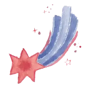 watercolor painting of a pink falling star