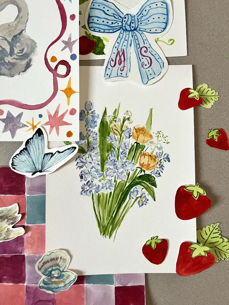 Watercolor illustrations for wedding invitations