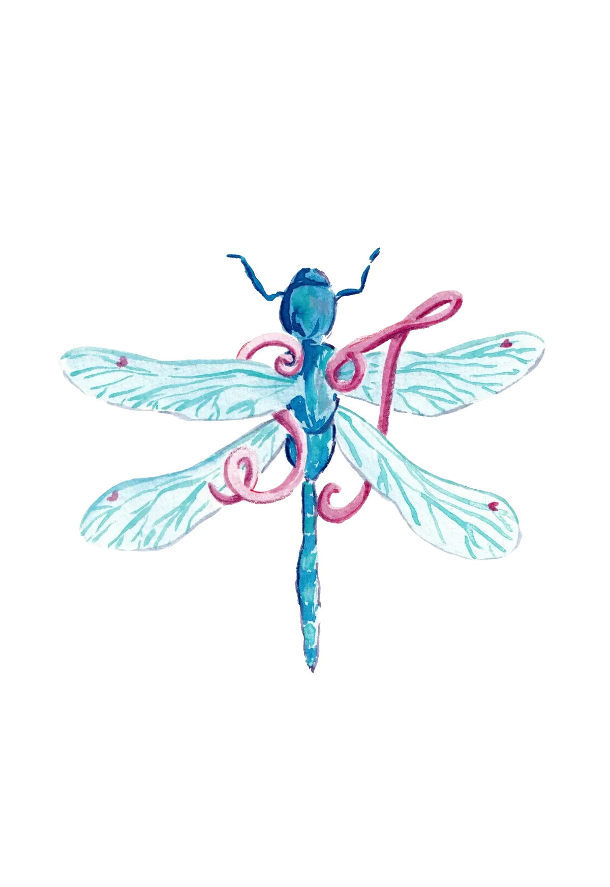 Bespoke watercolor dragonfly wedding crest