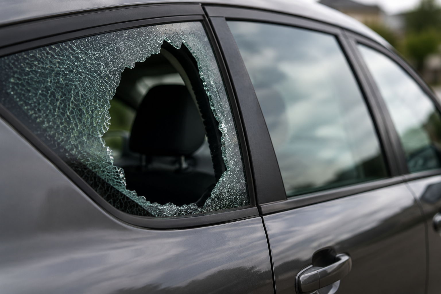 Shattered car side window and rear glass replacement service by Legacy Autoglass