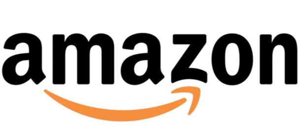 Amazon logo with a curved arrow beneath the text.