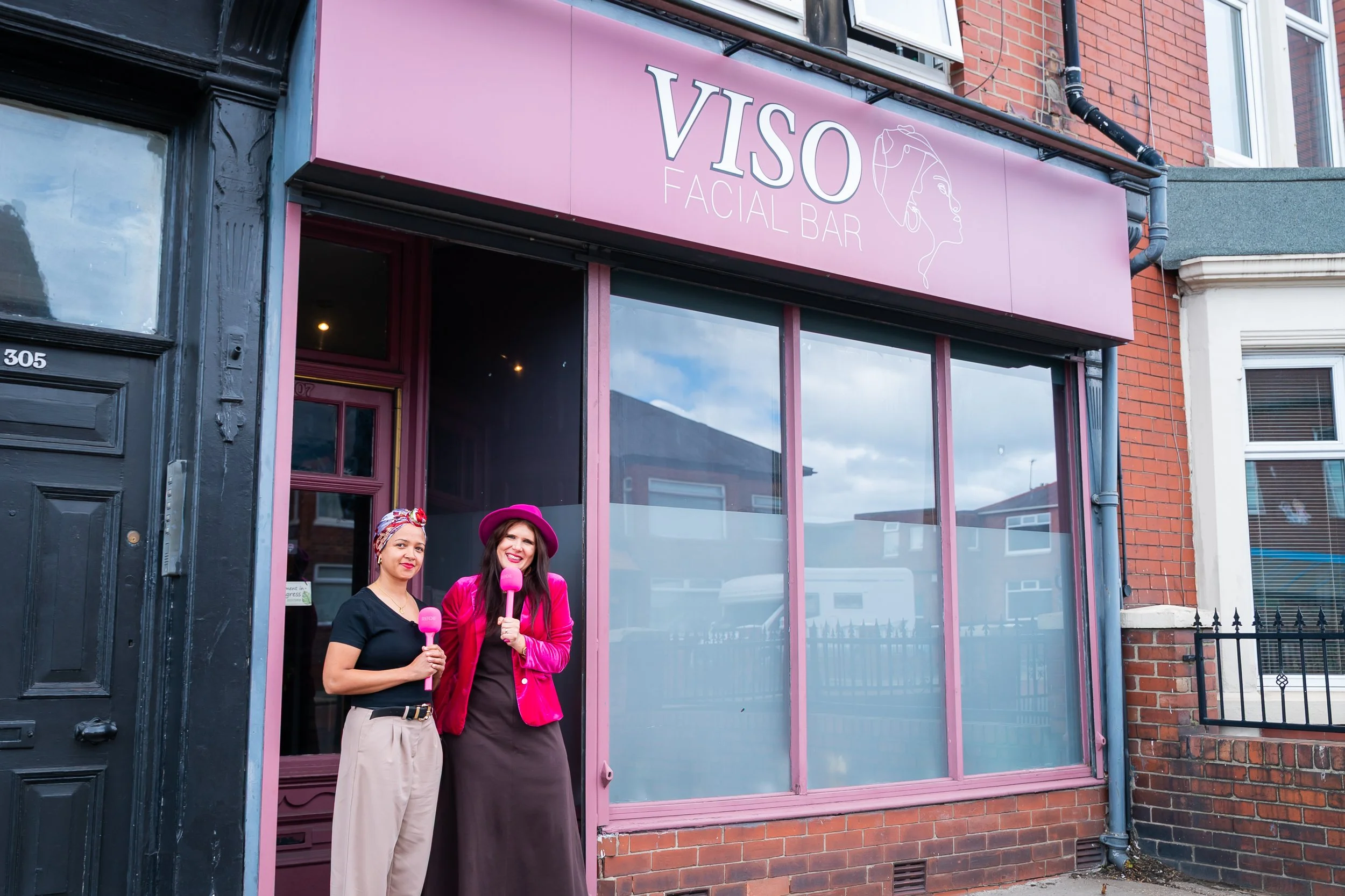 Outside of VISO Facial Bar with the owner Zara Julls and Ashleigh King