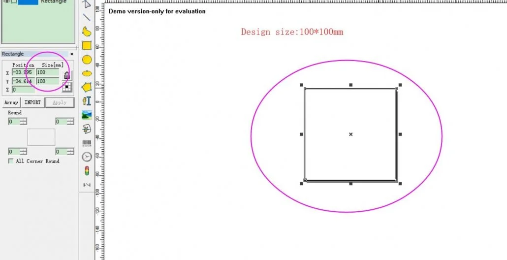 When we draw one square in EZCAD software of Laser Marking Machine,for example 100*100MM
