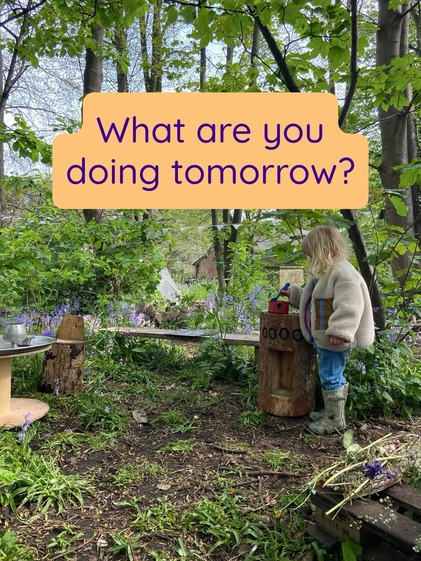 What are you doing tomorrow?

How about a morning in the woods?

Forest Folk Play is back tomorrow and we&rsquo;d love to see you.

A little fresh air, plenty of child-led play, woodland adventures, muddy knees and a fire to gather around.

Come and 