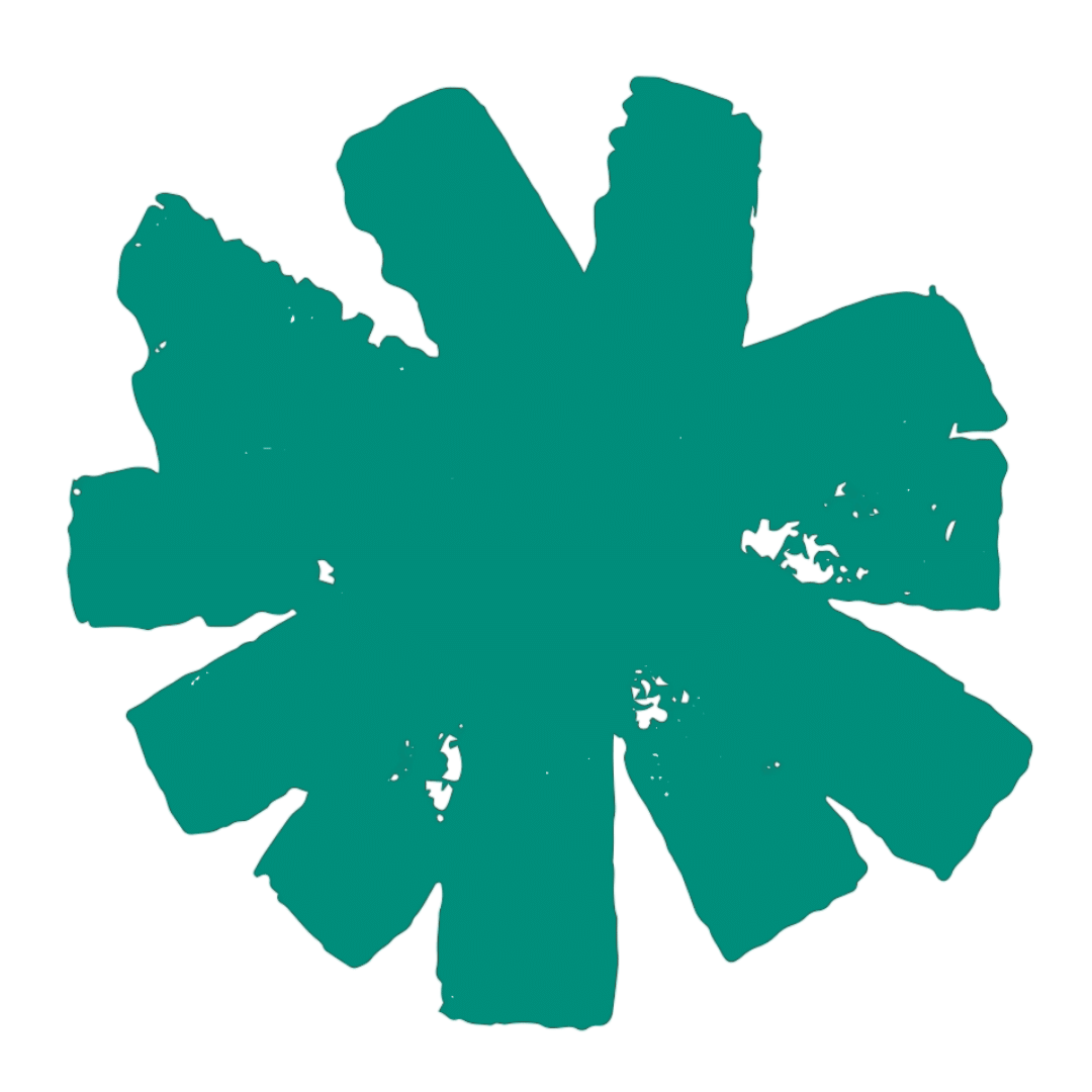 Outline of a seven-sided shape in teal color on a black background.